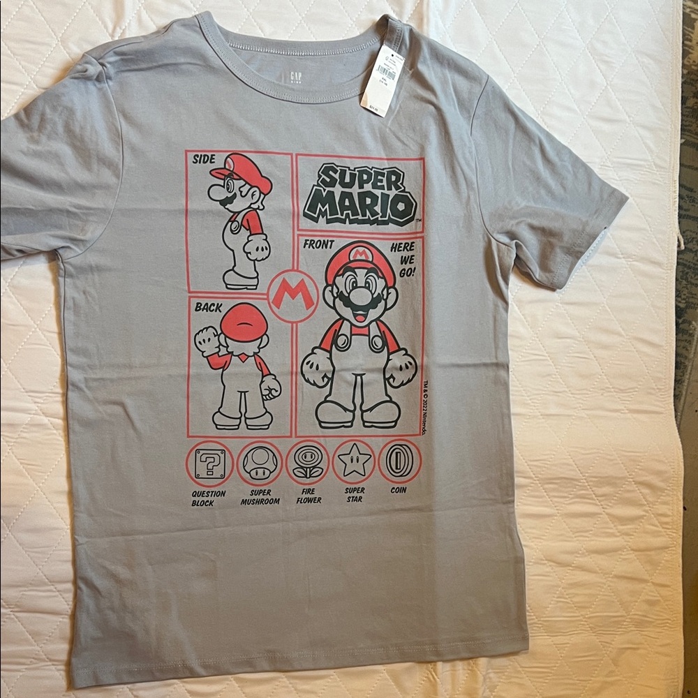 GAP Blue Super Mario Graphic Tee with Pink Accents